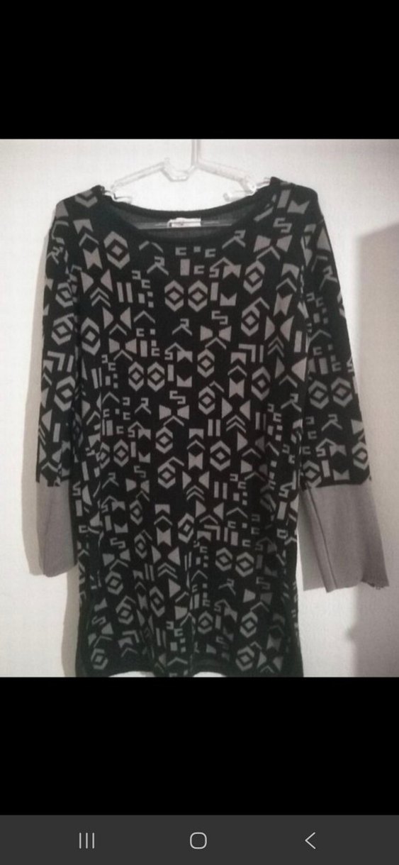 Gri Desenli Uzun Kollu Kadın Tunik - Görsel 3