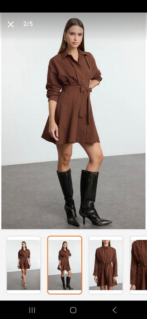 Kahverengi  Mini Elbise - Görsel 2