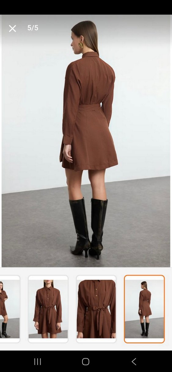 Kahverengi  Mini Elbise - Görsel 3