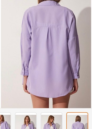 lila oversize basic gömlek - Görsel 3