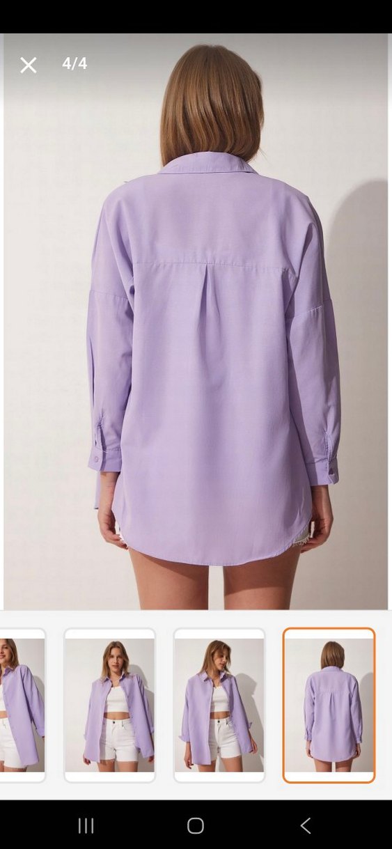lila oversize basic gömlek - Görsel 3