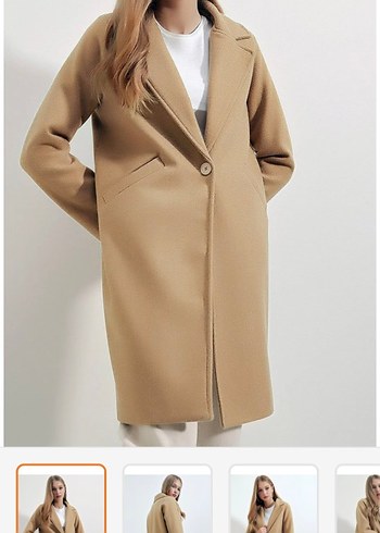 Bej Kadın Uzun Kaban - Görsel 3