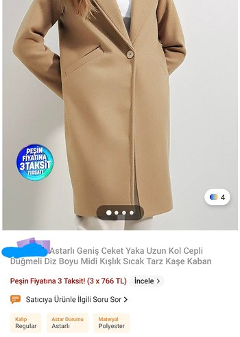 Bej Kadın Uzun Kaban - Görsel 2