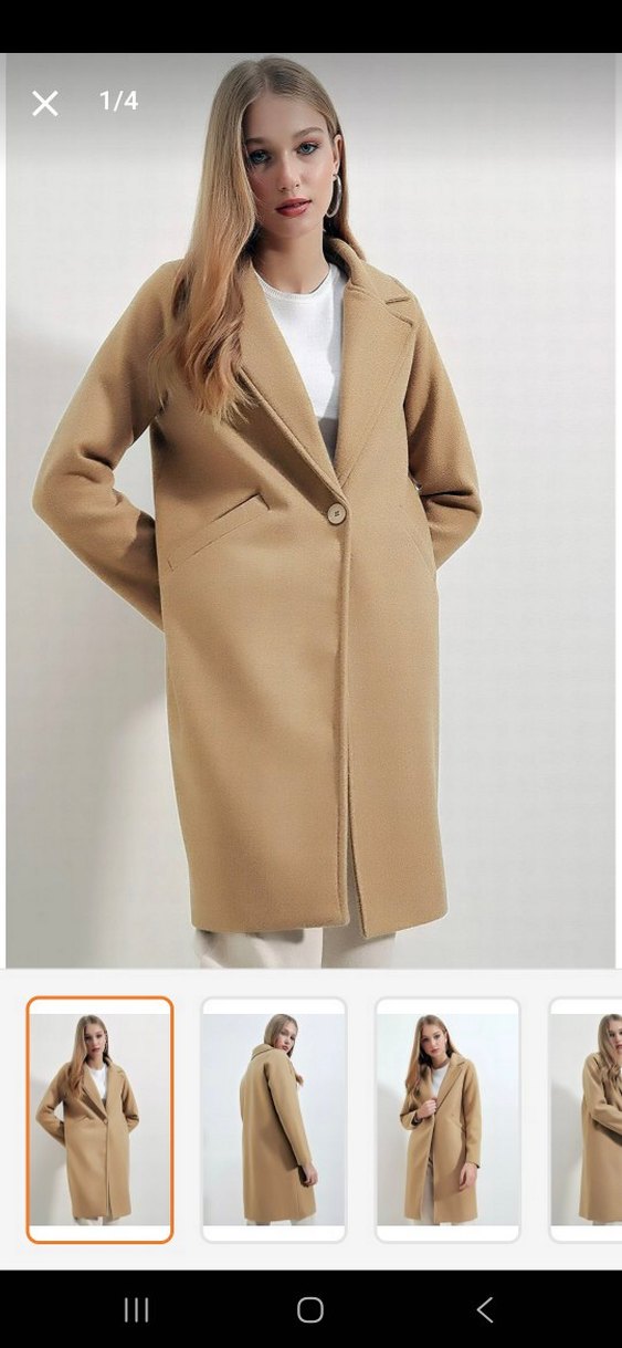 Bej Kadın Uzun Kaban - Görsel 3