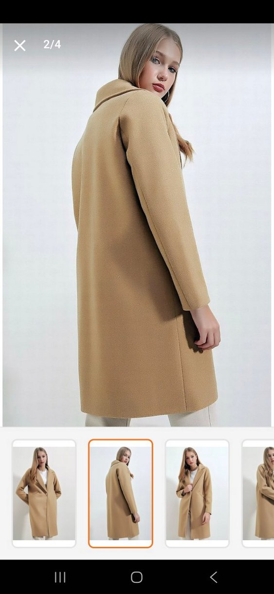 Bej Kadın Uzun Kaban - Görsel 5