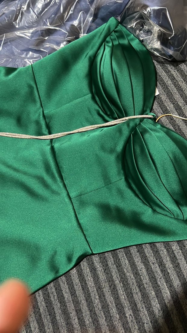 Yeşil Drapeli Straplez Midi Abiye - Görsel 3