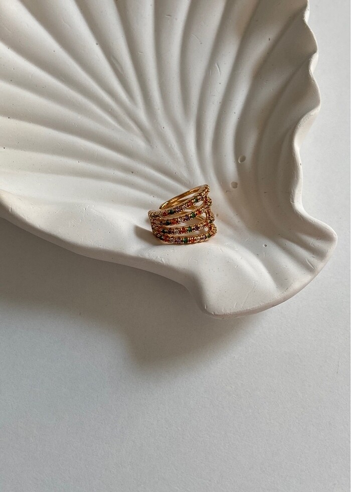 Renkli taşlı kıkırdak küpe - Görsel 2