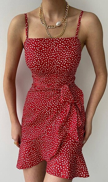 American Vintage Kırmızı puantiyeli elbise