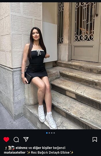 Bağcık detaylı mini elbise