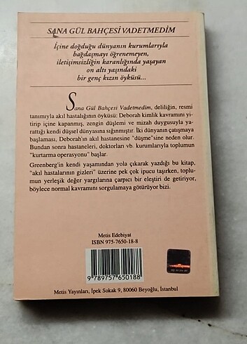 JOANNE GREENBERG SANA GÜL BAHÇESİ VADETMEDİM  - Görsel 2