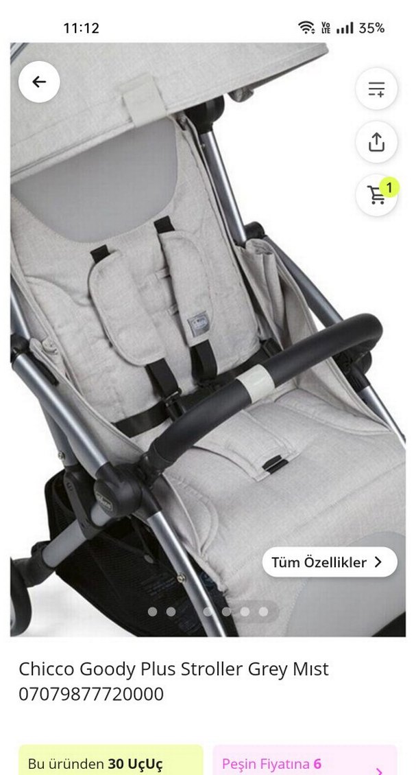 Gri Chicco Goody Plus Bebek Arabası - Görsel 2
