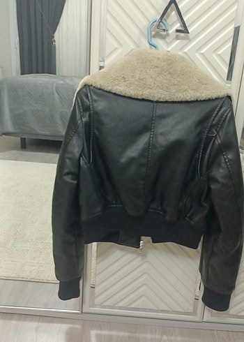 mango Kürk Detaylı Deri Kadın Ceket - Görsel 4