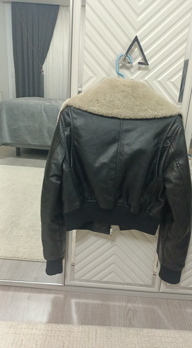 mango Kürk Detaylı Deri Kadın Ceket - Görsel 4