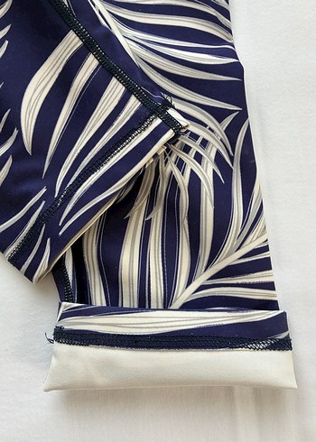 Lismina Beyaz Lacivert Baskılı kapri Tayt - Görsel 2