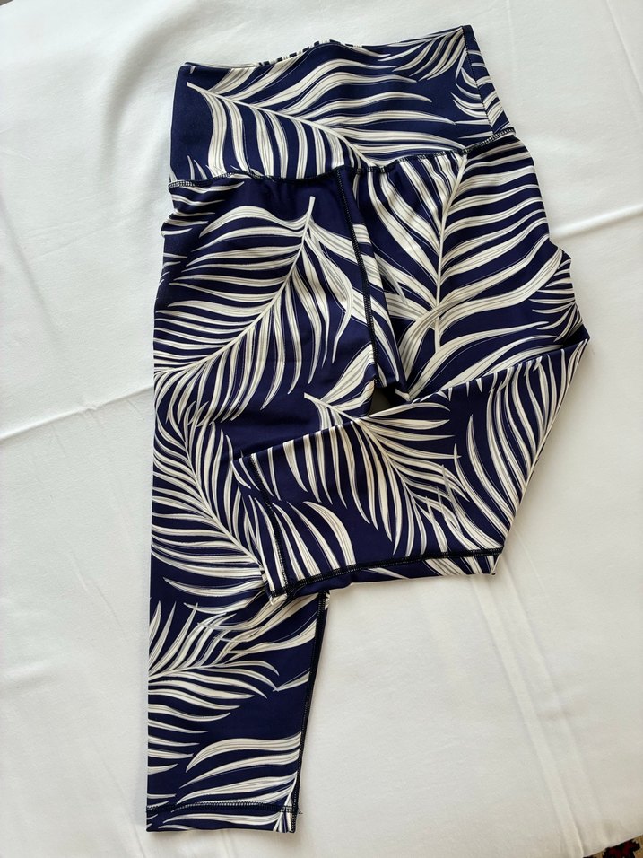 Lismina Beyaz Lacivert Baskılı kapri Tayt - Görsel 4