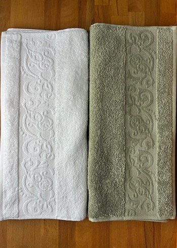 Nakışlı Beyaz ve yeşil Havlular - Görsel 4