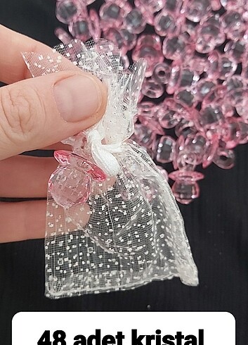 48 adet kristal emzik süslemeli 10×12 cm tül kese