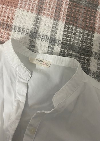 Düğmeli Beyaz Keten Kadın Gömlek - Görsel 2