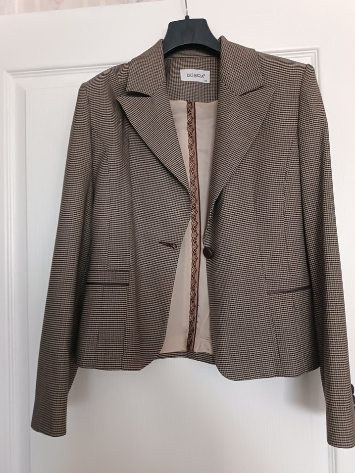 Açık kahverengi Uzun Kollu Kadın Ofis Takımı - Görsel 3