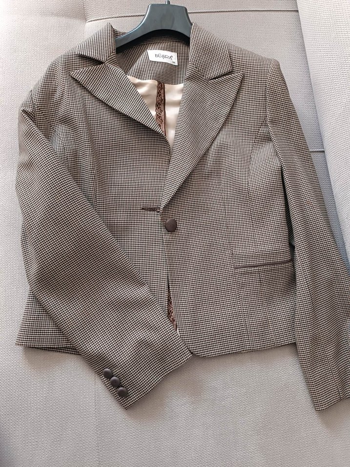 Açık kahverengi Uzun Kollu Kadın Ofis Takımı - Görsel 5