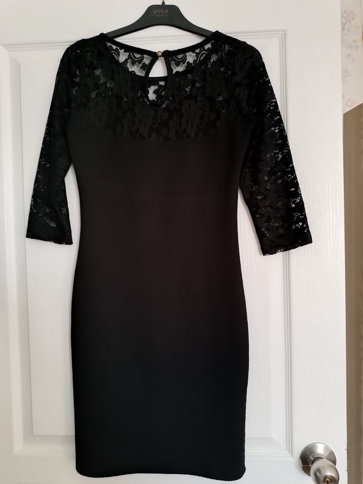 Dantel Detaylı Siyah kısa Elbise - Görsel 3