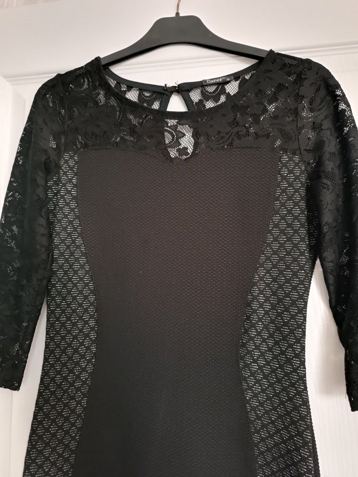 Dantel Detaylı Siyah kısa Elbise - Görsel 2