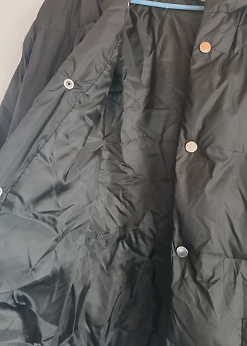 Düğmeli Siyah Midi Kadın Kışlık Mont - Görsel 4