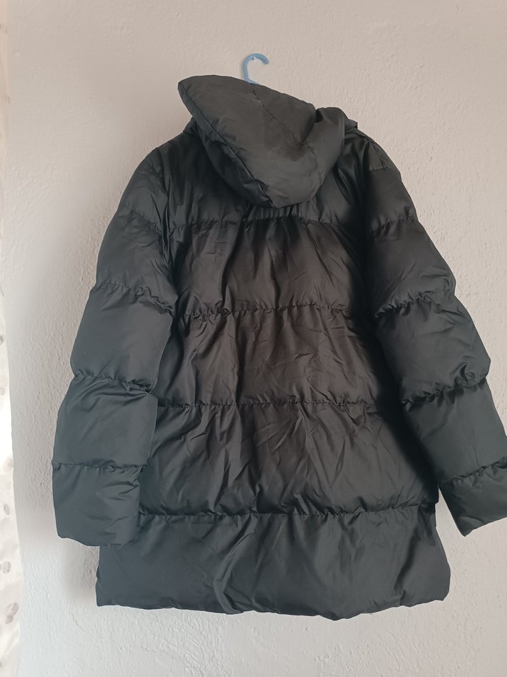 Düğmeli Siyah Midi Kadın Kışlık Mont - Görsel 2