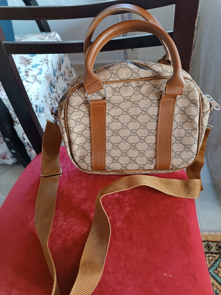 Kahverengi Baskılı Deri Kadın Çanta - Görsel 2