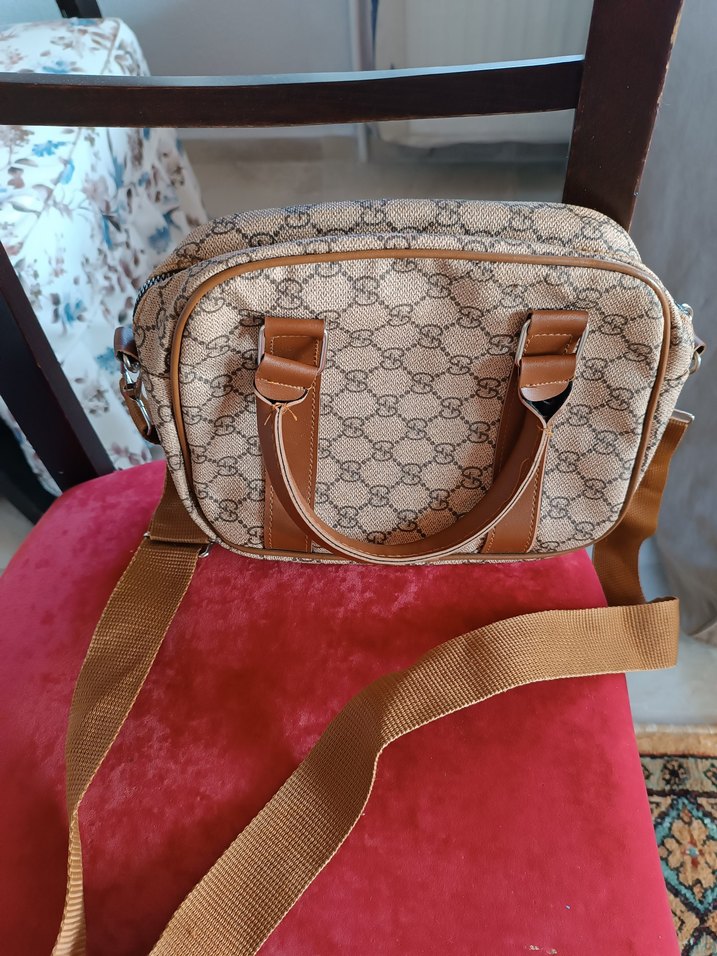 Kahverengi Baskılı Deri Kadın Çanta - Görsel 4