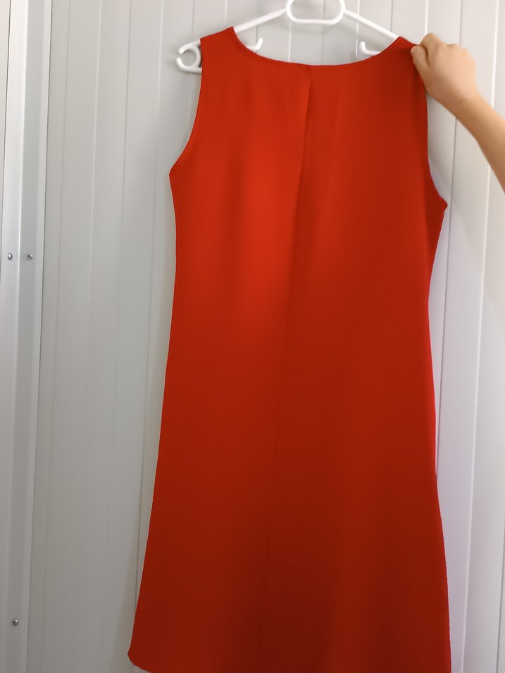 Kırmızı hafif kumaş Midi Elbise - Görsel 2