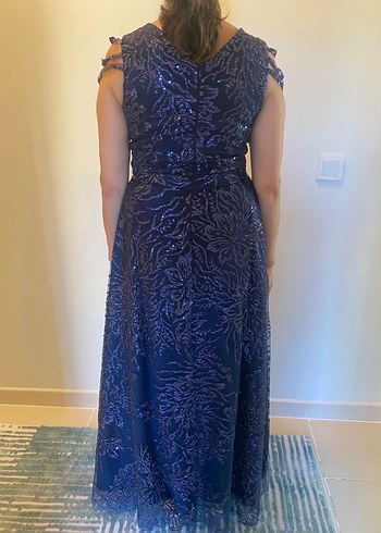 Özel Dikim Lacivert Uzun Abiye Elbise - Görsel 3