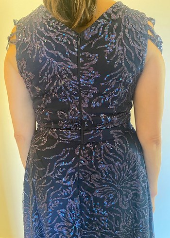 Özel Dikim Lacivert Uzun Abiye Elbise - Görsel 4