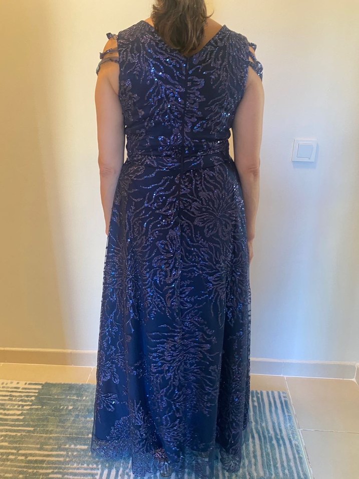 Özel Dikim Lacivert Uzun Abiye Elbise - Görsel 3