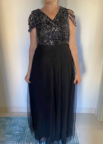 Siyah Pullu Abiye Elbise - Görsel 2