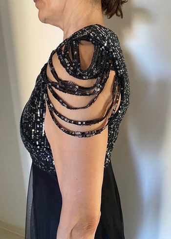 Siyah Pullu Abiye Elbise - Görsel 5