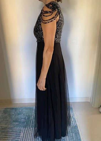 Siyah Pullu Abiye Elbise - Görsel 3