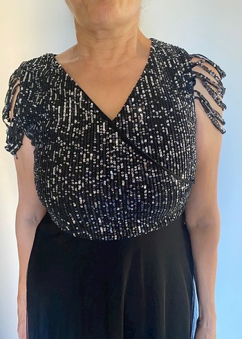 Siyah Pullu Abiye Elbise - Görsel 6