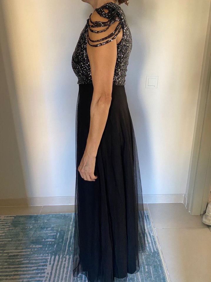 Siyah Pullu Abiye Elbise - Görsel 3