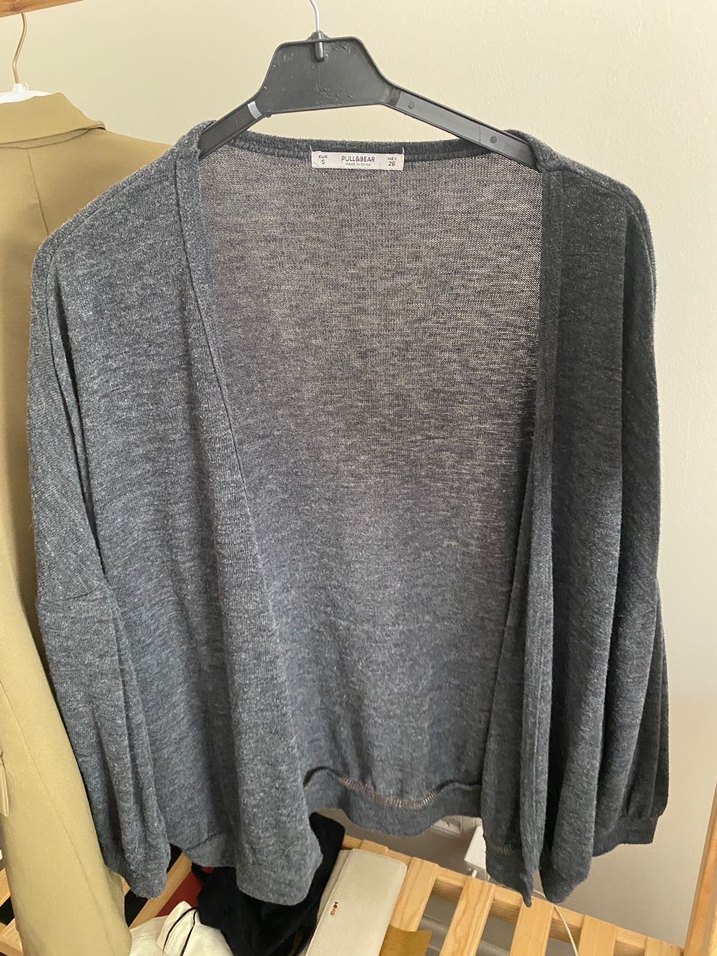 Bershka Gri Örgü Kadın Hırka - Görsel 2