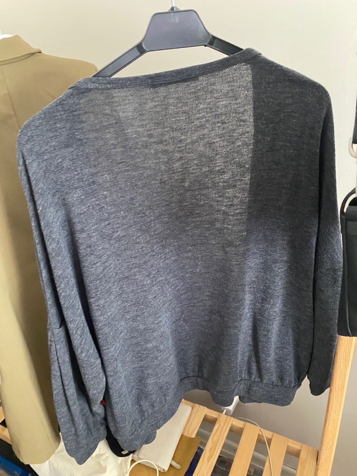 Bershka Gri Örgü Kadın Hırka - Görsel 4