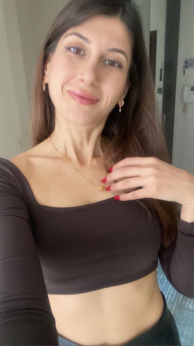 Uzun Kollu Kahverengi Crop Bluz - Görsel 4