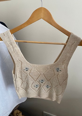 Nakışlı Bej Kadın Bluz Hırka Takım - Görsel 2