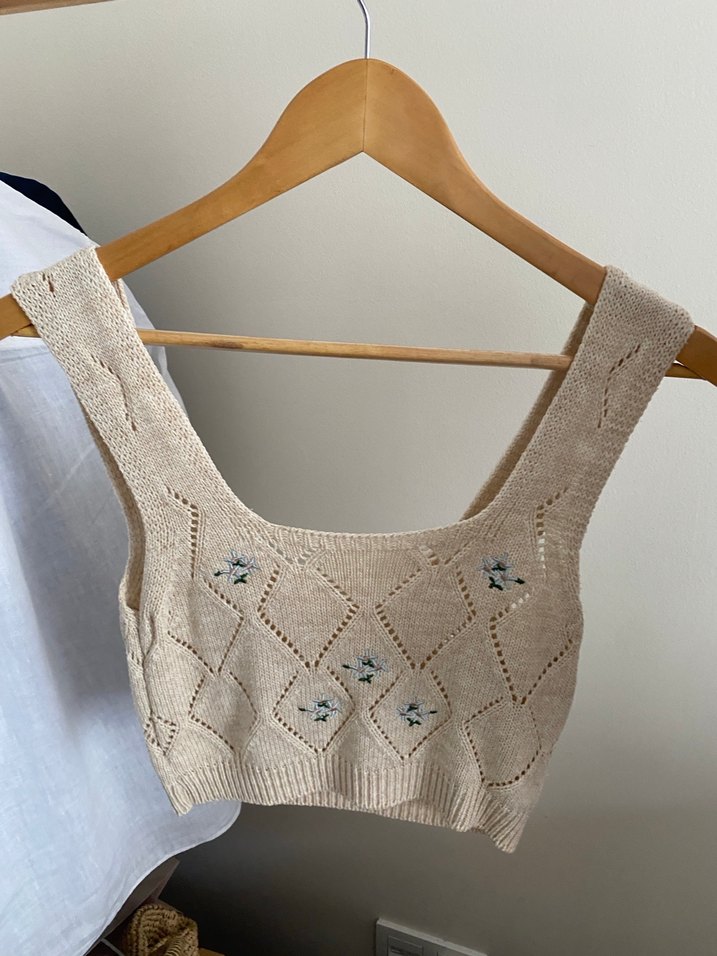 Nakışlı Bej Kadın Bluz Hırka Takım - Görsel 2