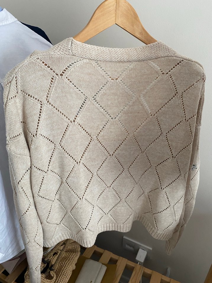 Nakışlı Bej Kadın Bluz Hırka Takım - Görsel 4