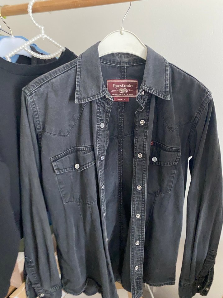 Siyah Kadın Denim Gömlek Uzun Kollu - Görsel 5