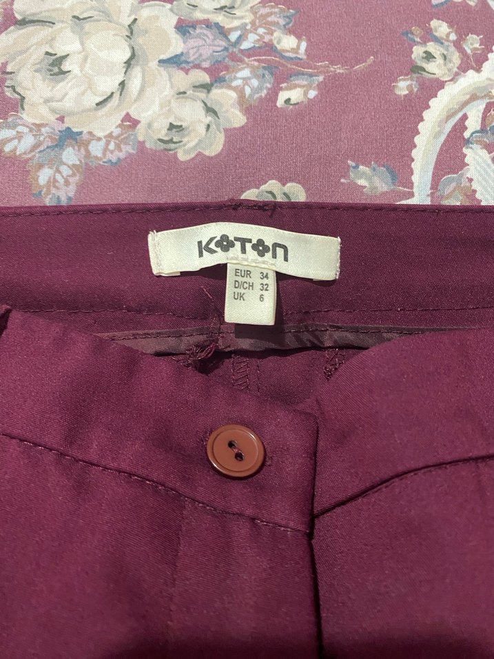 Koton Bordo Kadın Kumaş Pantolon - Görsel 2