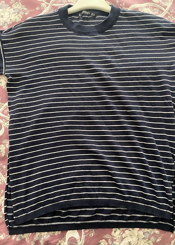 Mango Kadın Lacivert Çizgili Pamuklu Kazak - Görsel 4