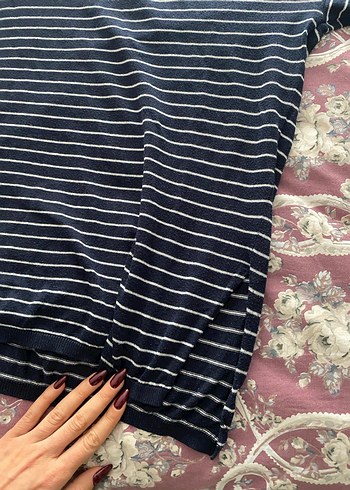 Mango Kadın Lacivert Çizgili Pamuklu Kazak - Görsel 6