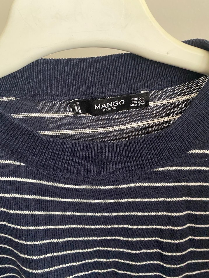 Mango Kadın Lacivert Çizgili Pamuklu Kazak - Görsel 2